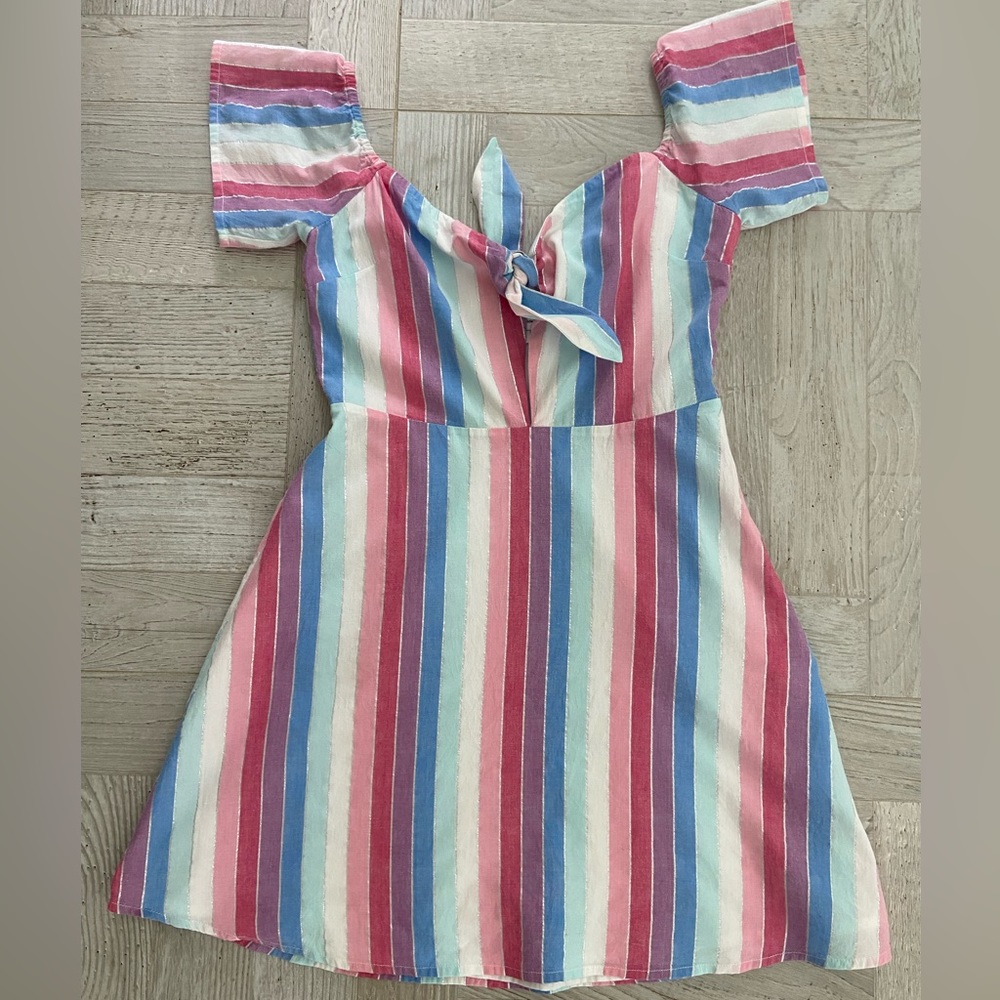 PRIVACY PLEASE METALLIC STRIPED MINI DRESS- SIZE S